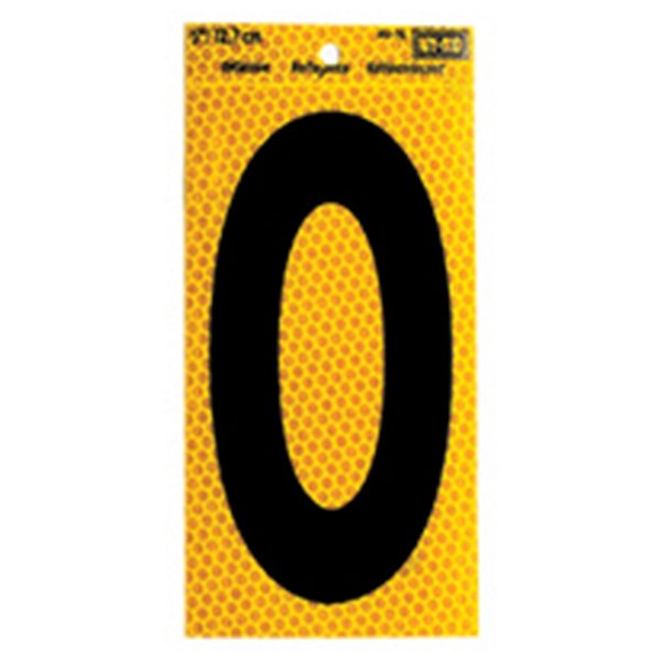 Hy-Ko 5In Yellow Reflective Number 0, 10PK B00760